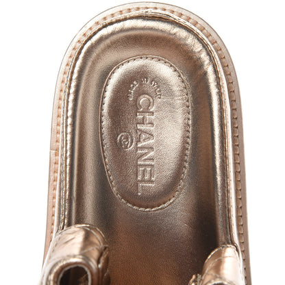Chanel Iridescent Lambskin Quilted Velcro Dad Sandals 37.5 Light Bronze 7 of 12