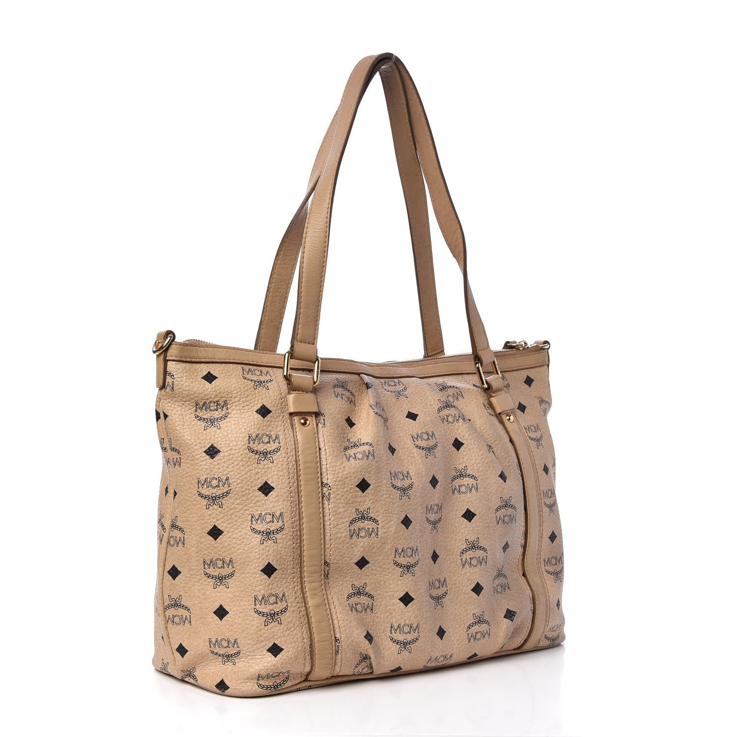 MCM Visetos Medium Essentials Shopper Tote Beige 3 of 11