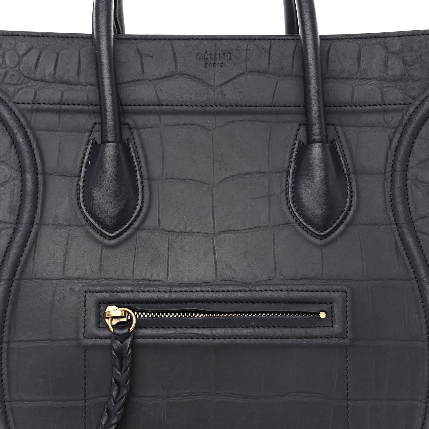 Crocodile Embossed Nubuck Medium Phantom Luggage Navy Blue