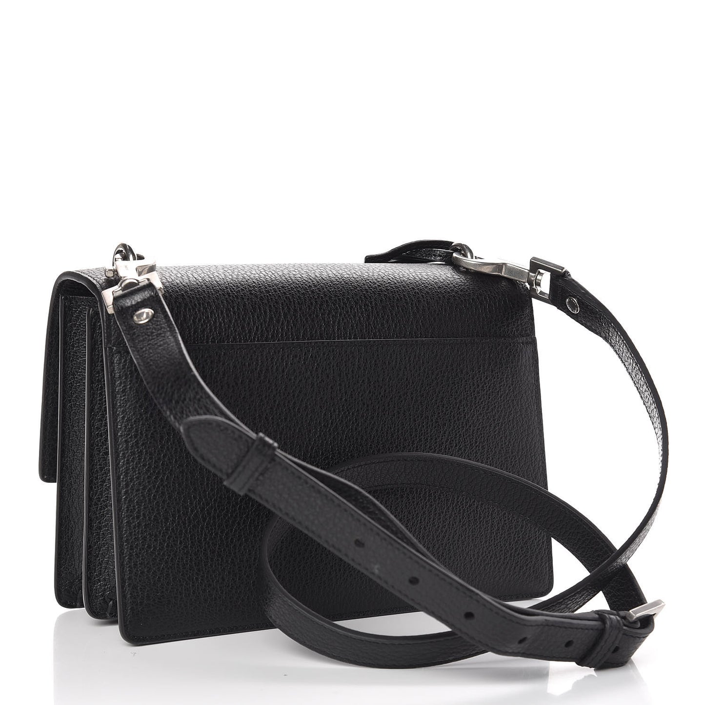 Grained Calfskin Medium Monogram Sunset Satchel Black