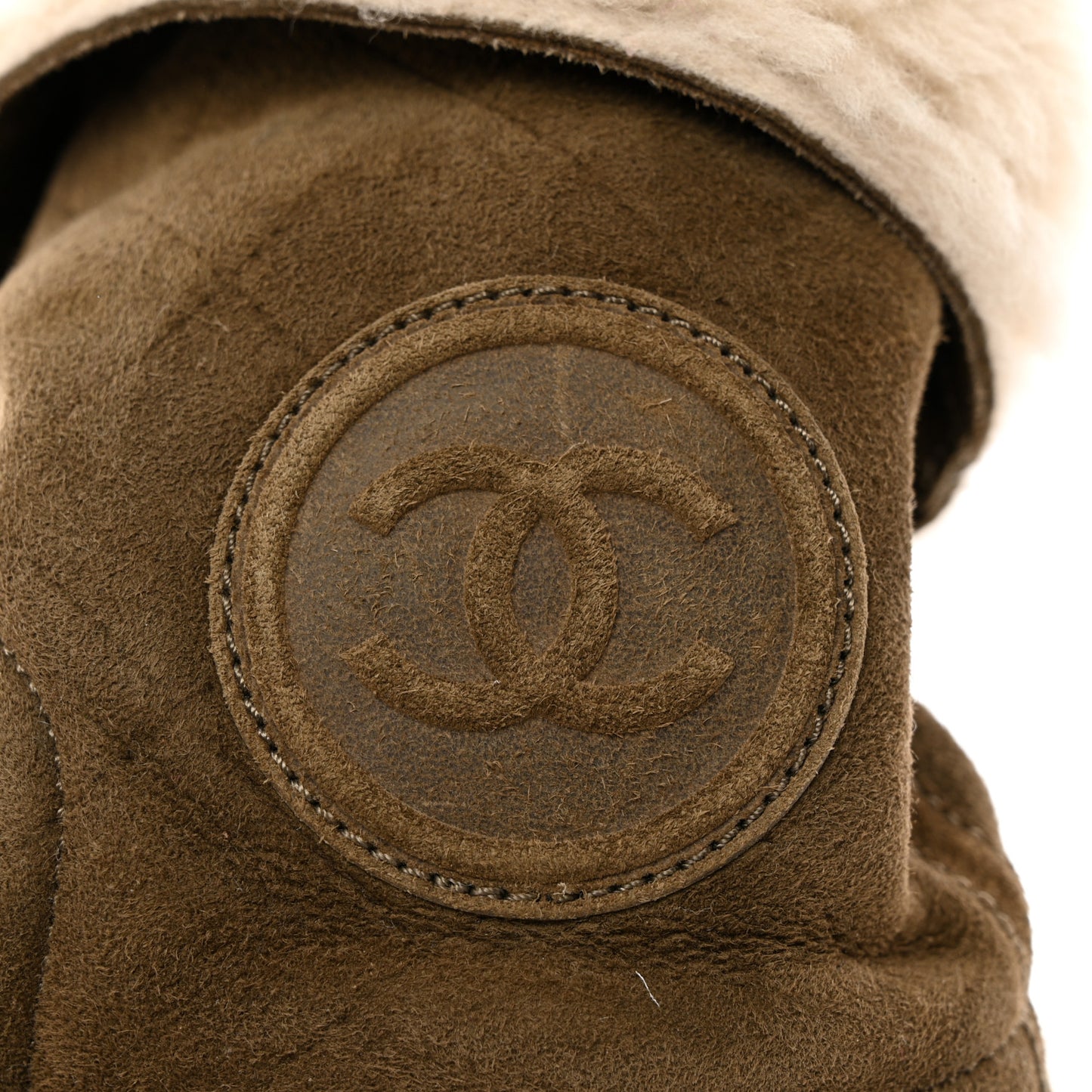 Suede Shearling Boots 36.5 Khaki