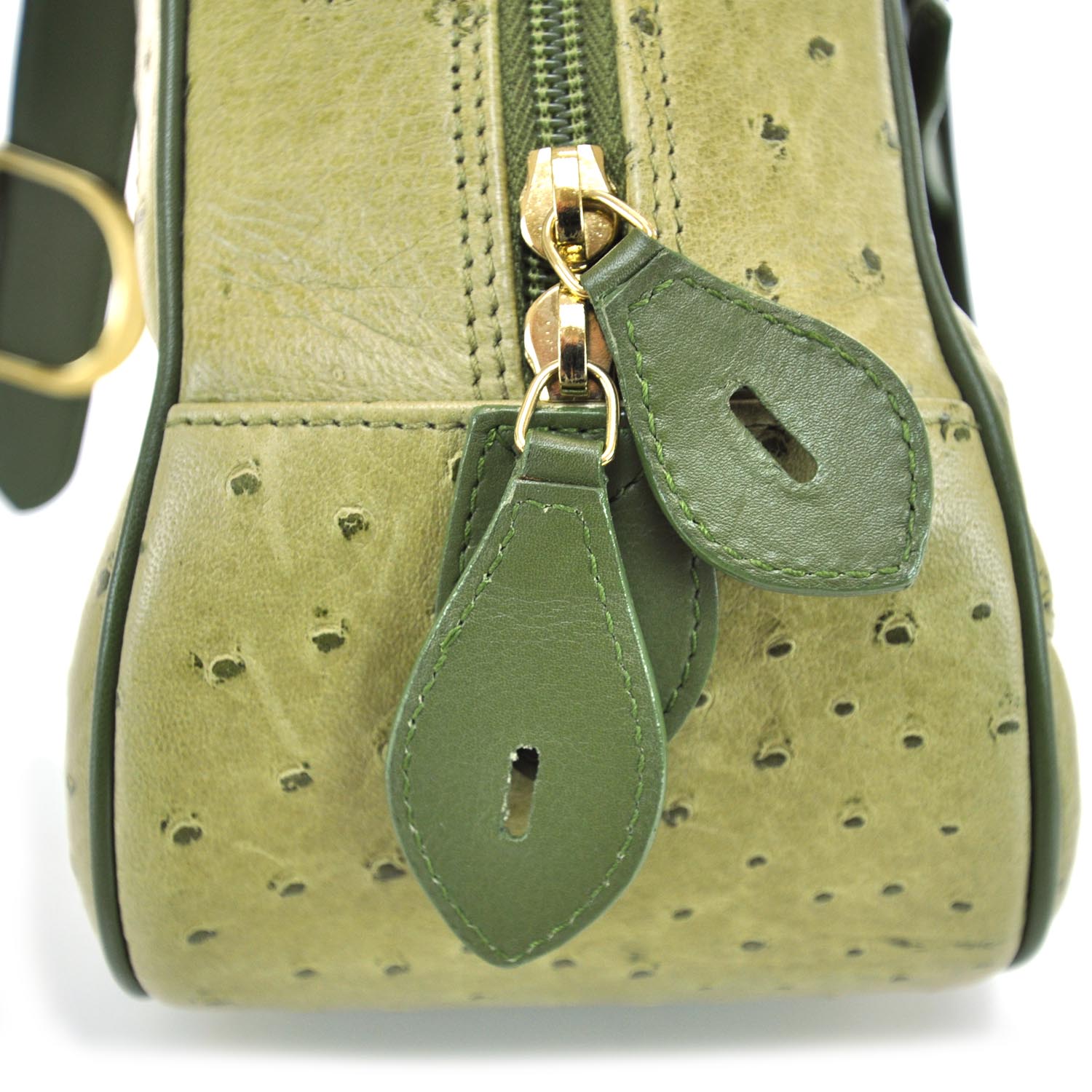Christian Dior Ostrich Saddle Bowler Green 12 of 12