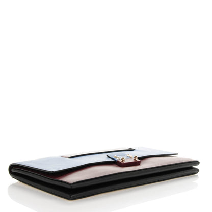 Valentino Garavani Calfskin Colorblock Mime Clutch Ruby Marine 5 of 9