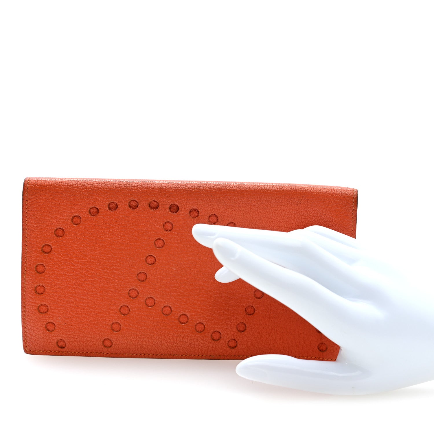 Hermes Chevre Mysore Evelyne Long Wallet Orange 2 of 7