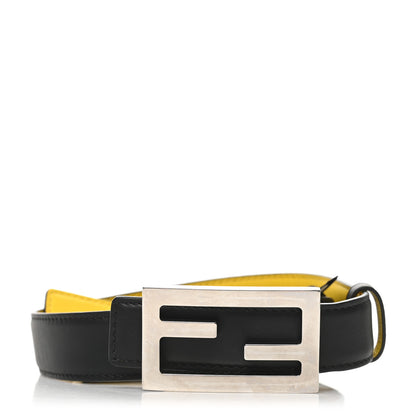 Fendi Vitello Century FF Reversible Childrens Belt Black Limone 1 of 4