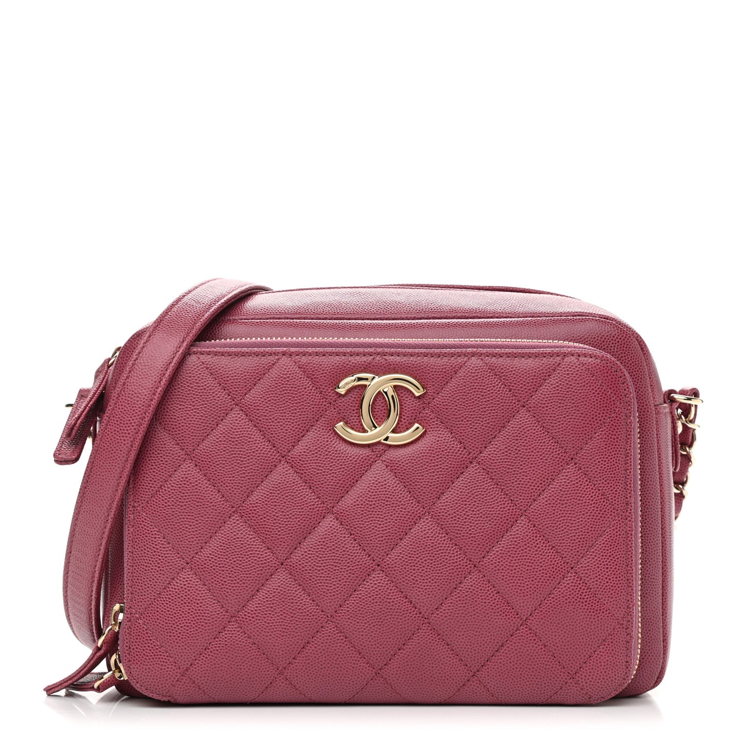 Caviar Quilted Medium Business Affinity Camera Case Dark Pink