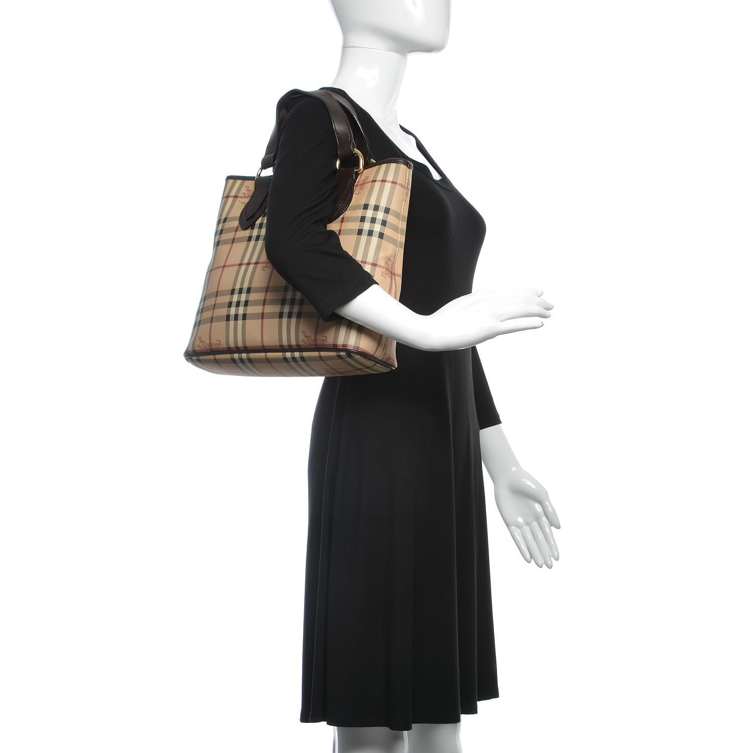 Burberry Haymarket Check Small Onslow Tote Chocolate 2 of 19