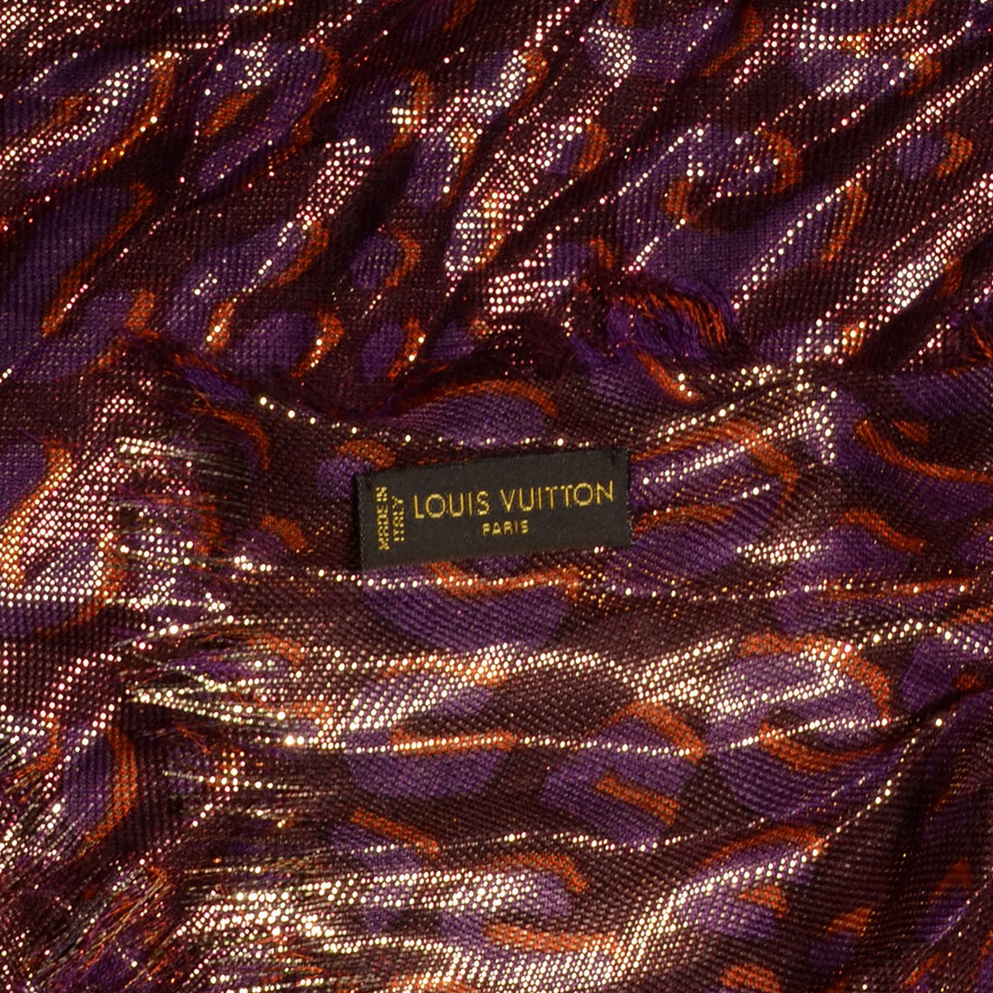 Cashmere Silk Leopard Etole Stole Disco Prune
