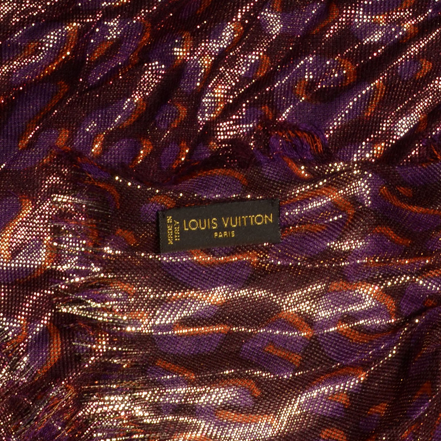 Louis Vuitton Cashmere Silk Leopard Etole Stole Disco Prune 6 of 7