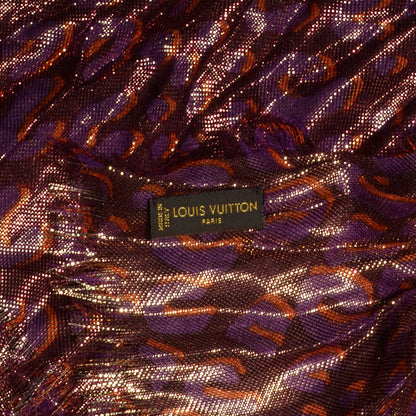 Louis Vuitton Cashmere Silk Leopard Etole Stole Disco Prune 6 of 7