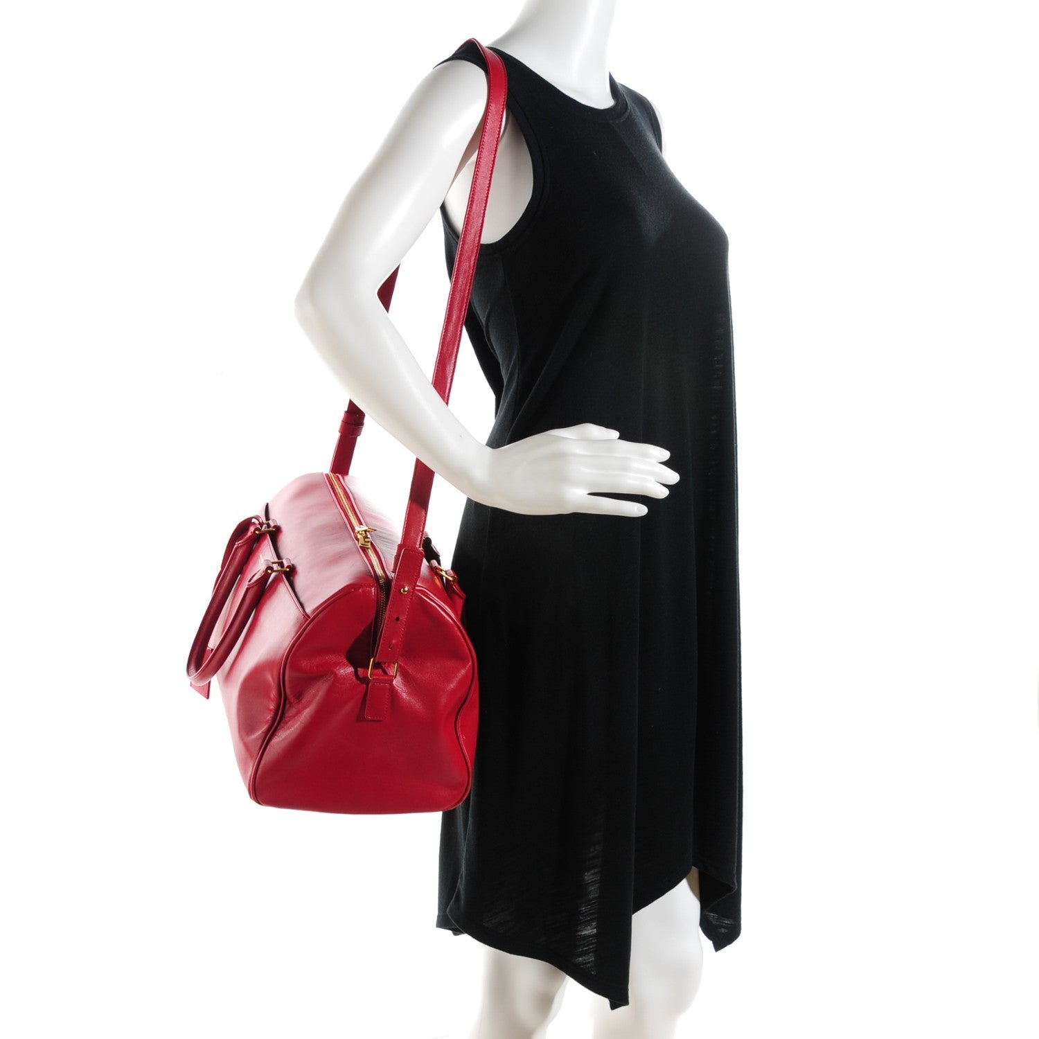 Saint Laurent Calfskin Classic Duffle 12 Red 2 of 7