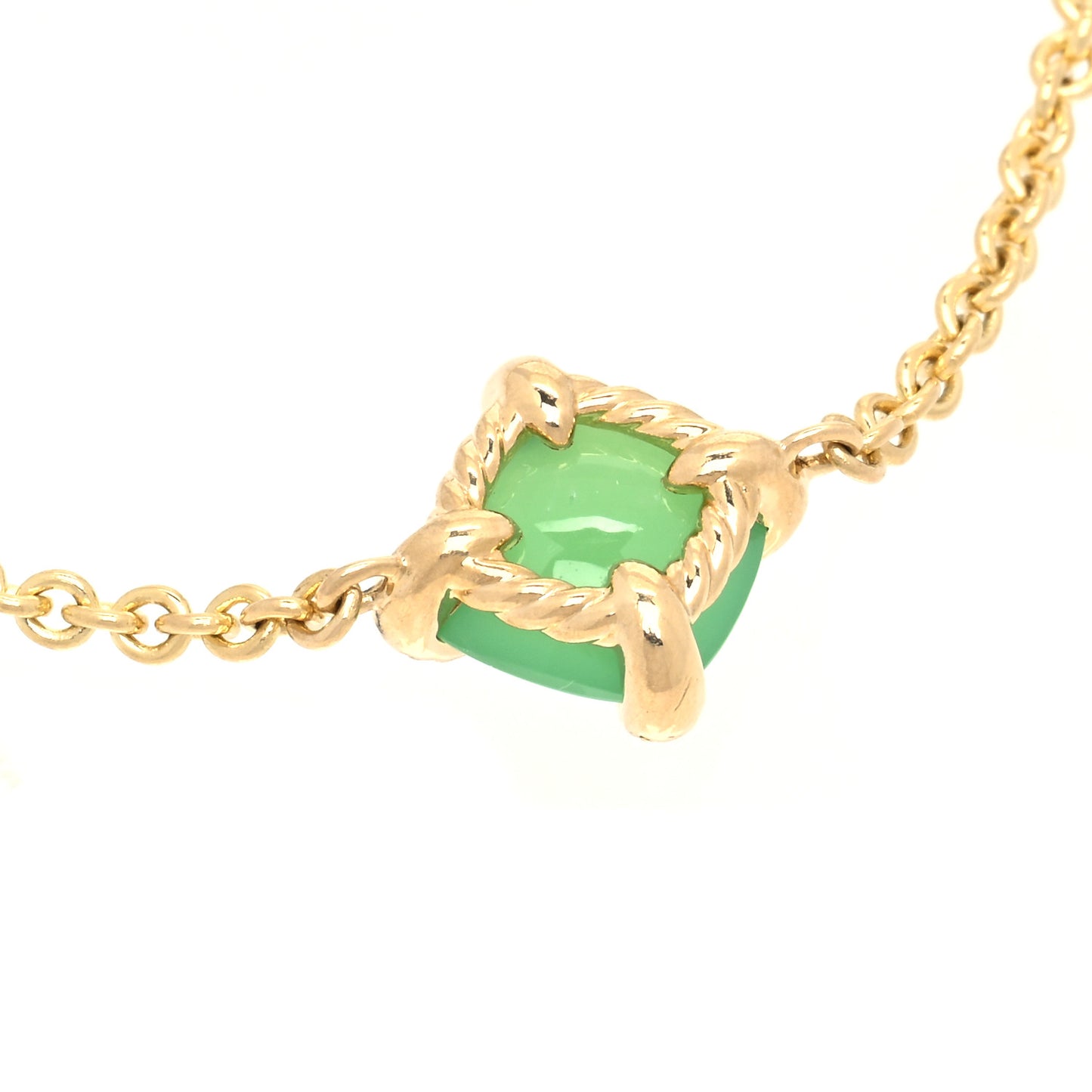 18K Yellow Gold Diamond Chrysoprase 8mm Chatelaine Bracelet