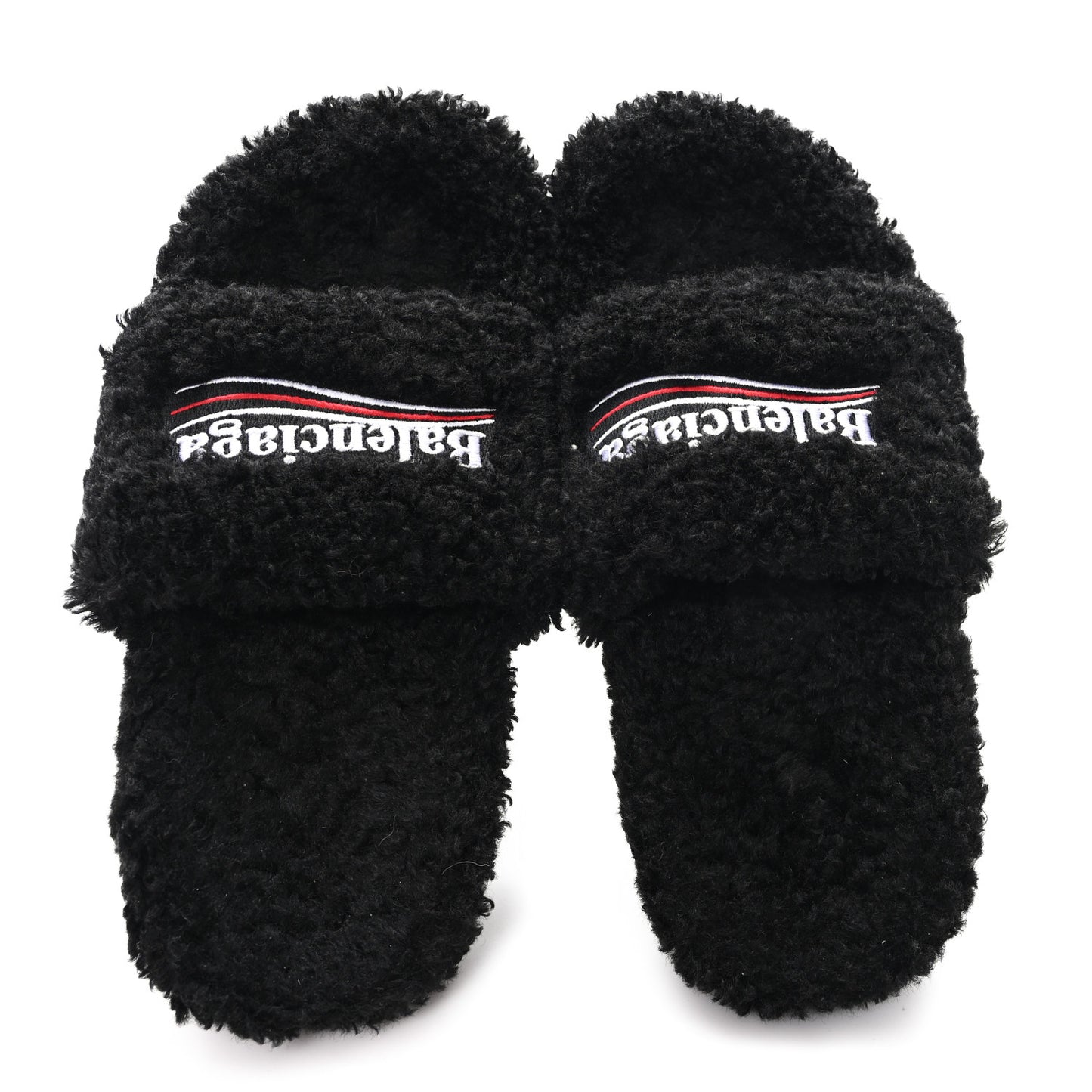 Faux Shearling Political Campaign Logo 80mm Sandals 39 Black