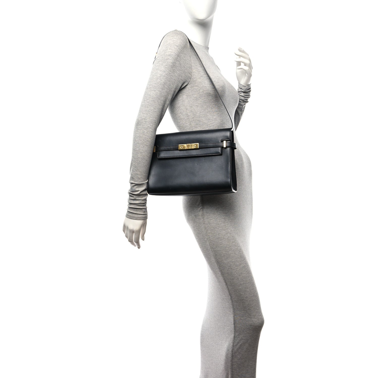 Saint Laurent Smooth Calfskin Manhattan Shoulder Bag Black 2 of 11