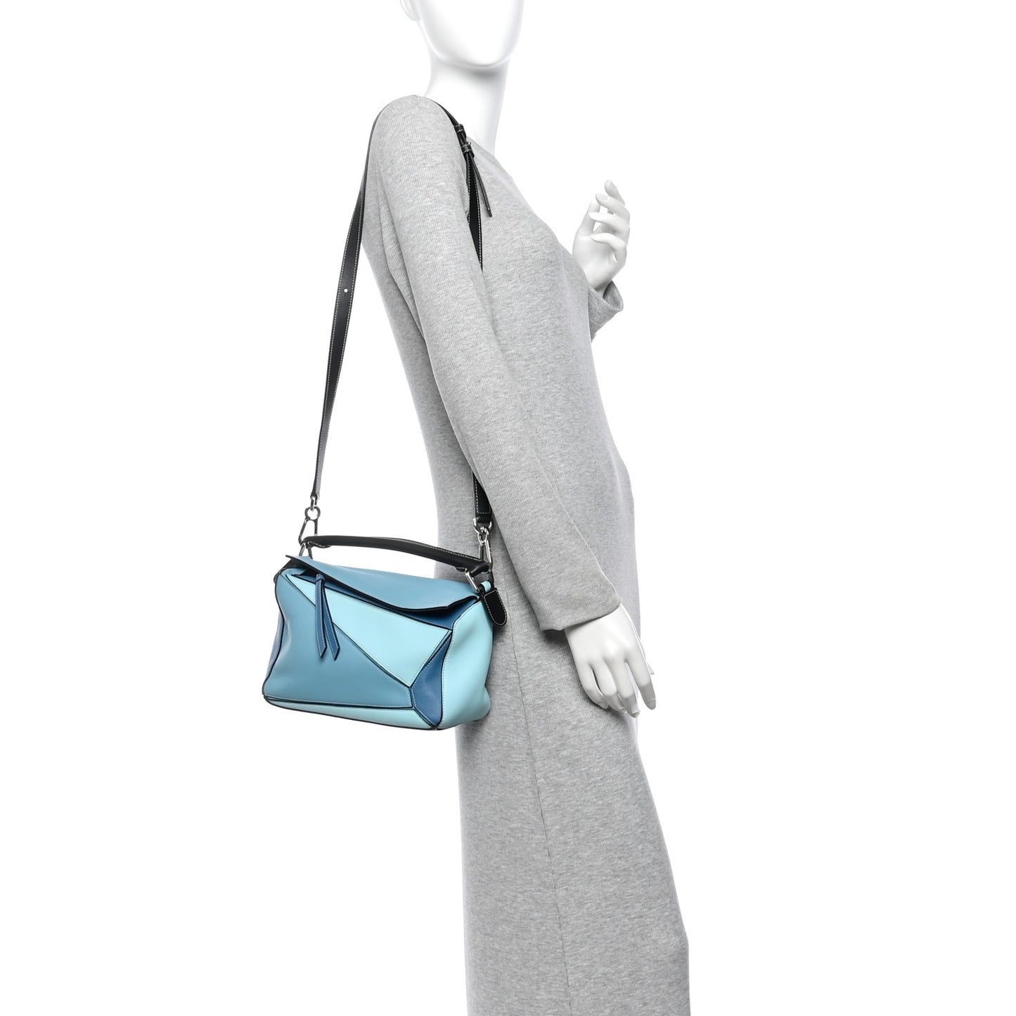 Calfskin Medium Puzzle Bag Light Blue Aqua