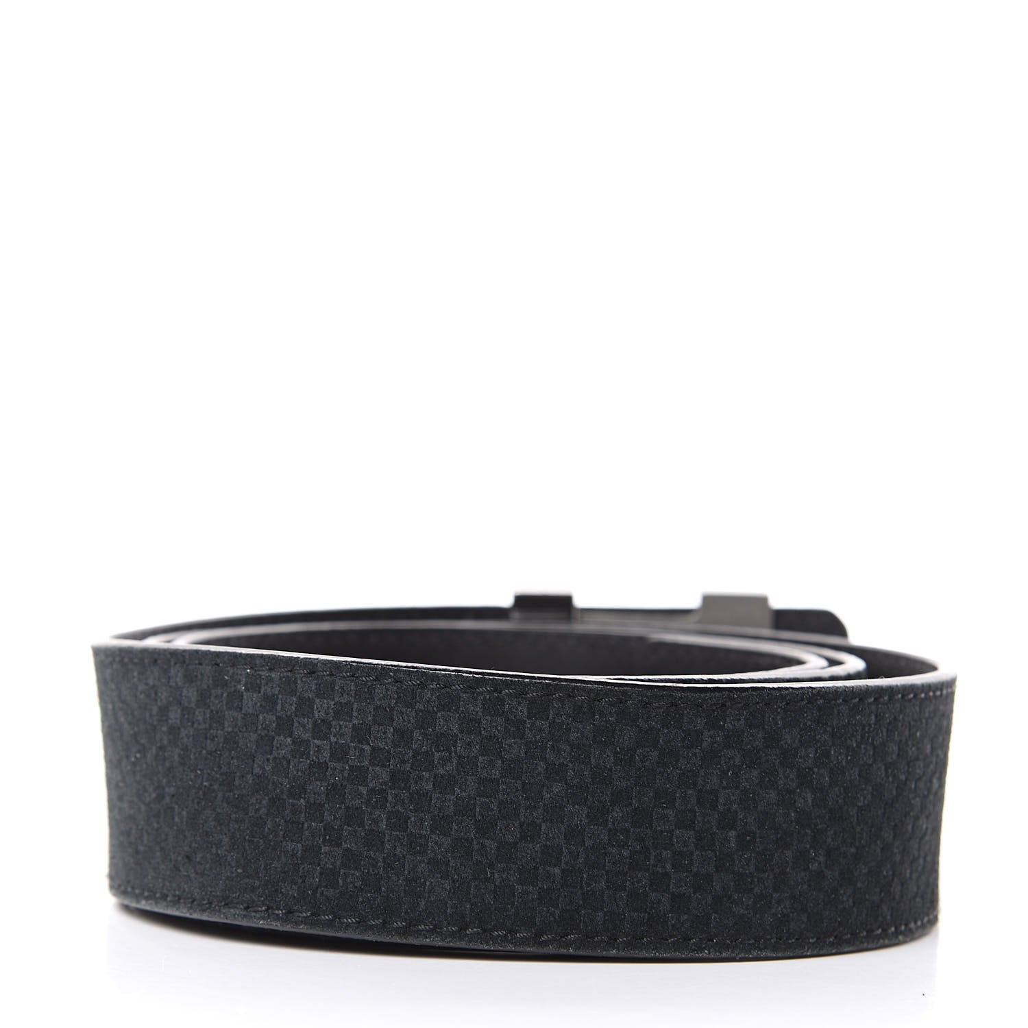 Louis Vuitton Suede Calfskin Mini Damier 40mm LV Initiales Belt 95 38 Black 3 of 8
