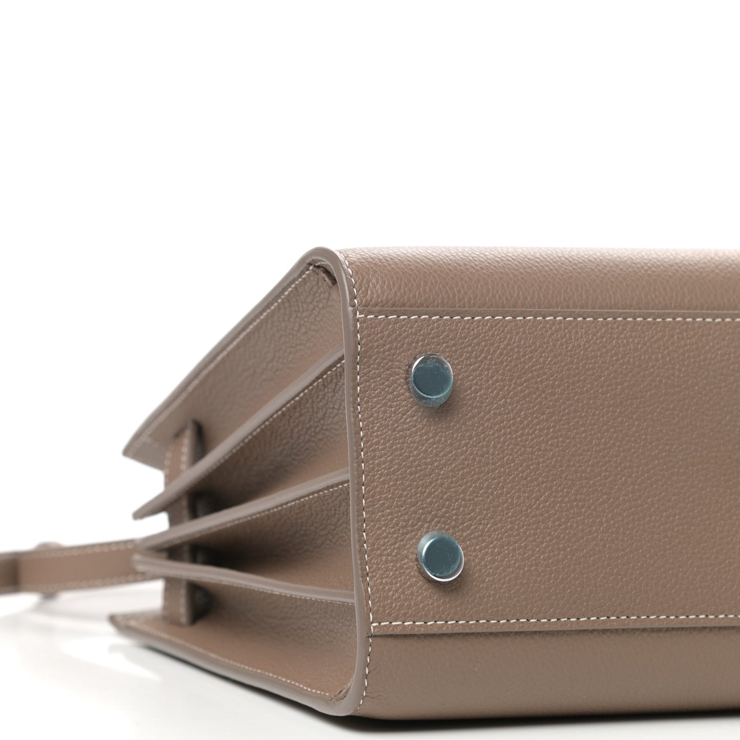Grained Calfskin Topstich Baby Sac De Jour Taupe
