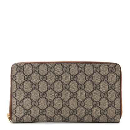 Gucci GG Supreme Monogram Cuoio Toscano Zip Around Organizer Wallet Beige Ebony Cuir 1 of 11