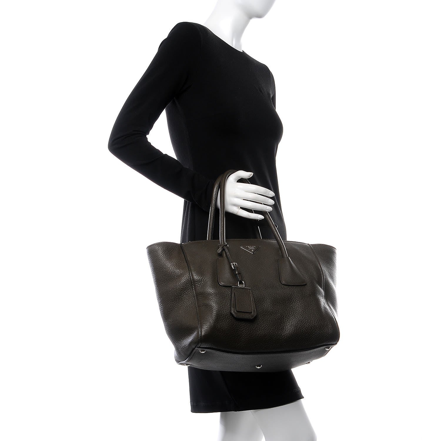 Prada Cervo Deerskin Twin Pocket Tote Militare 2 of 11