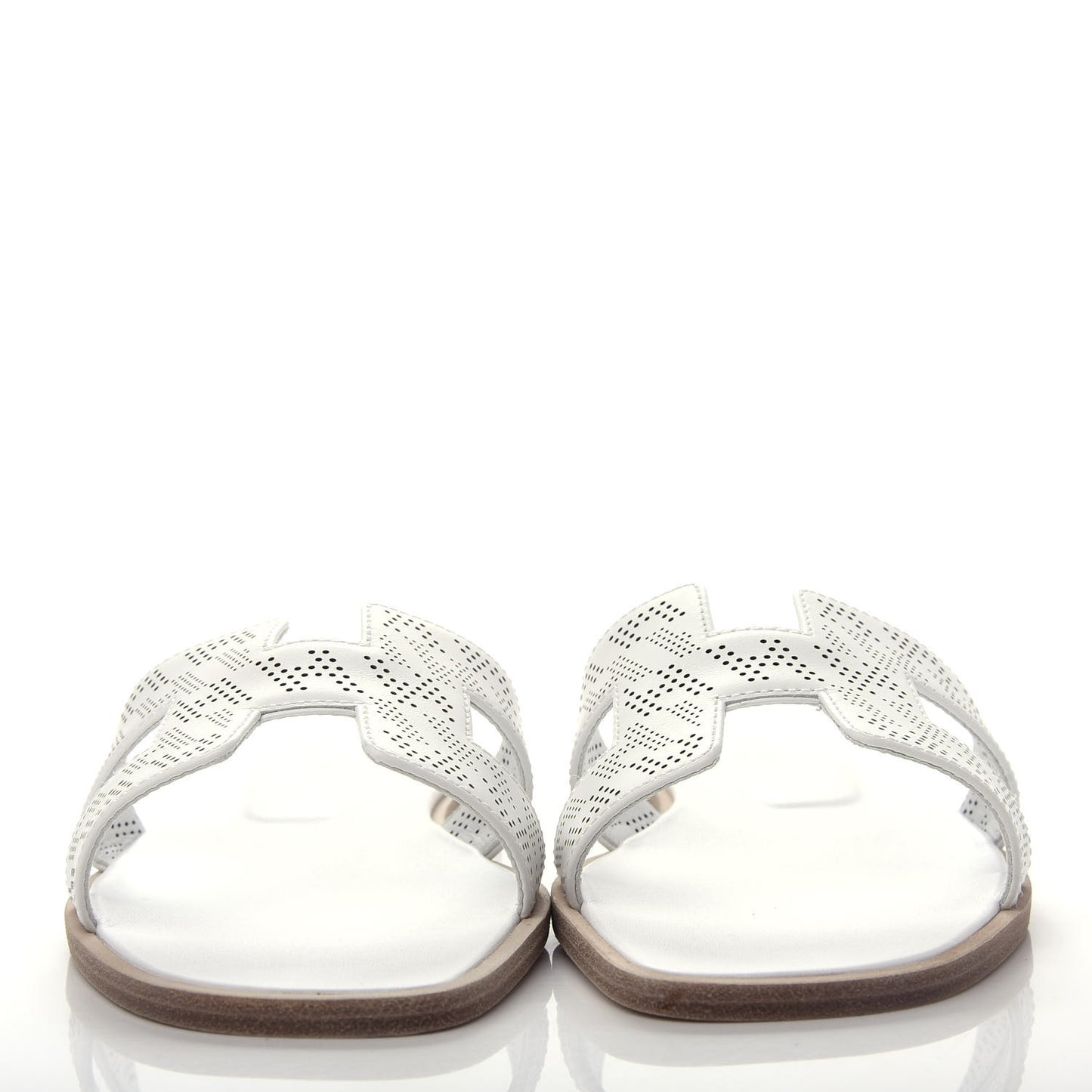 Calfskin Perforated Oran Sandals 36 White