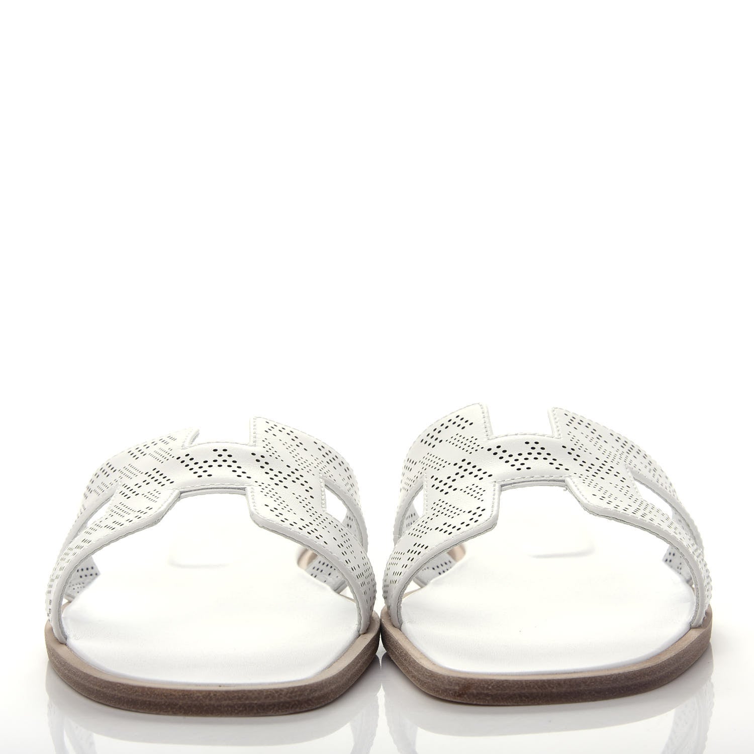Hermes Calfskin Perforated Oran Sandals 36 White 2 of 10