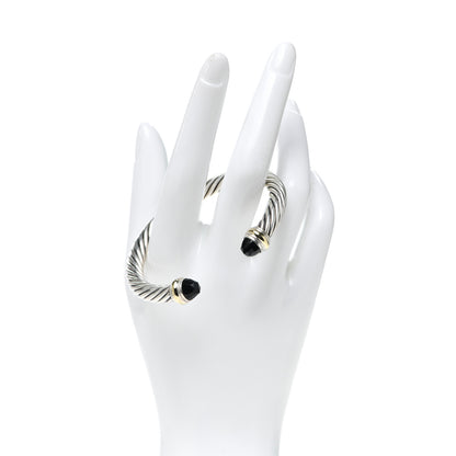 David Yurman Sterling Silver 14K Yellow Gold Black Onyx 7mm Cable Classics Bracelet 2 of 4