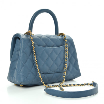 Chanel Caviar Quilted Mini Coco Handle Flap Blue 3 of 10
