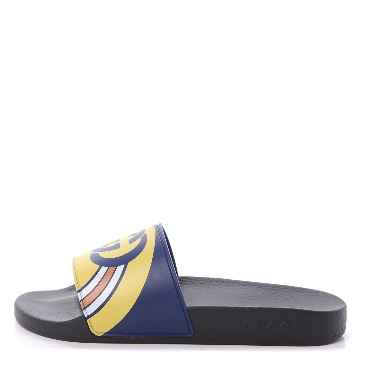 Gucci Rubber GG Rainbow Mens Pursuit Pool Slide Sandals 6 Electric Blue Multicolor 1 of 6