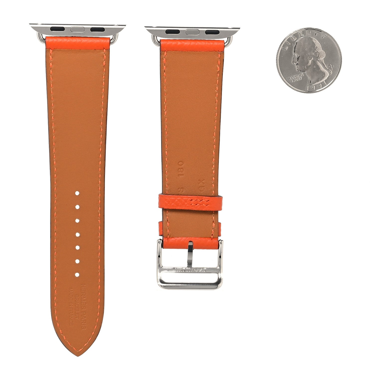 Hermes Epsom 44mm Apple Watch Single Tour Band Feu 2 of 5