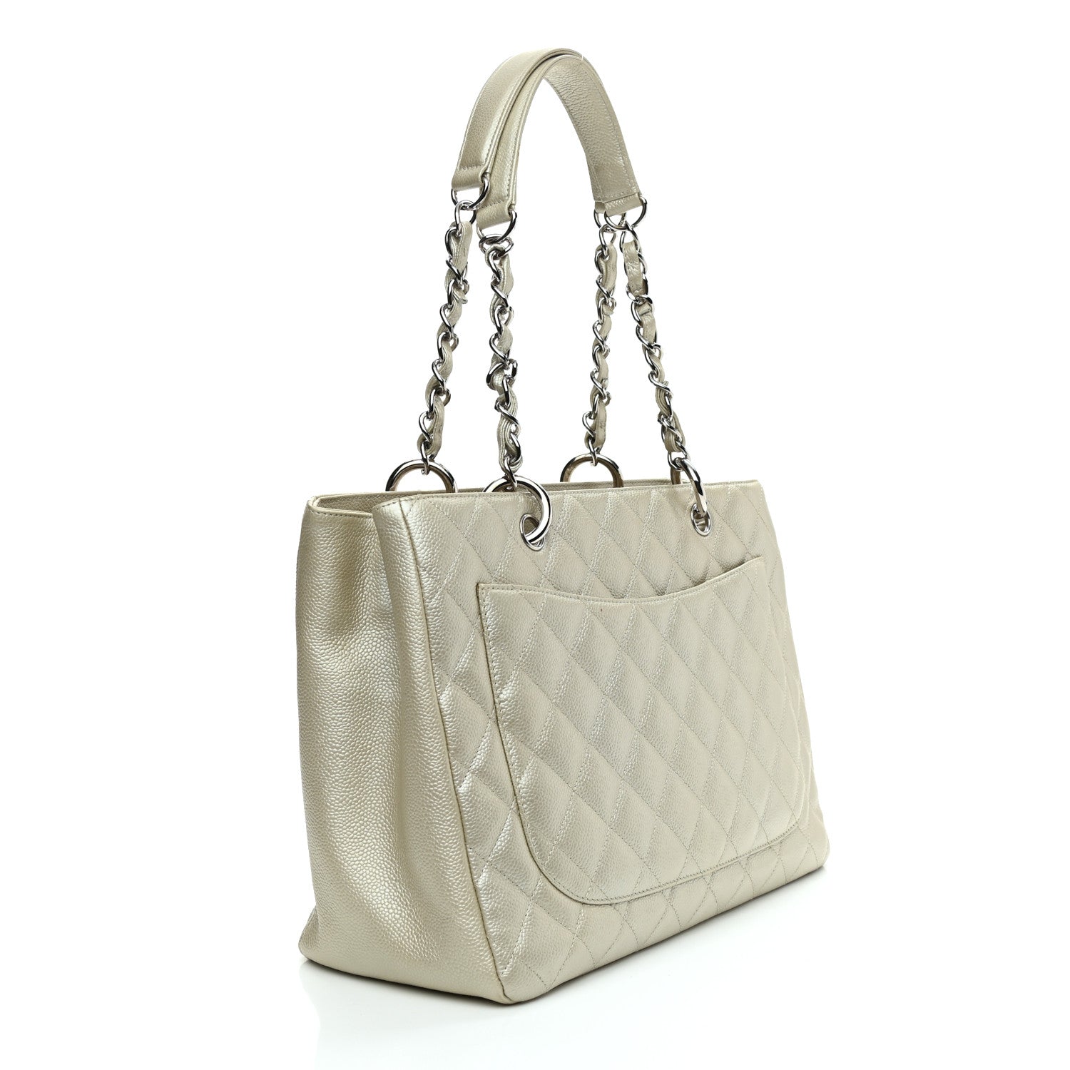 Chanel Metallic Caviar Quilted Grand Shopping Tote GST Light Gold 3 of 13