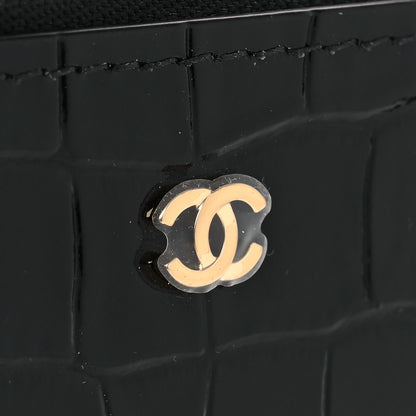 Chanel Calfskin Crocodile Embossed Crococo Small Top Handle Vanity Case With Chain Black 12 of 14