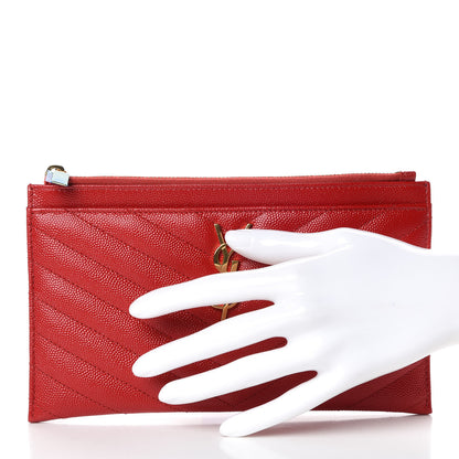 Saint Laurent Grain De Poudre Chevron Monogram Bill Pouch Bandana Red 2 of 8