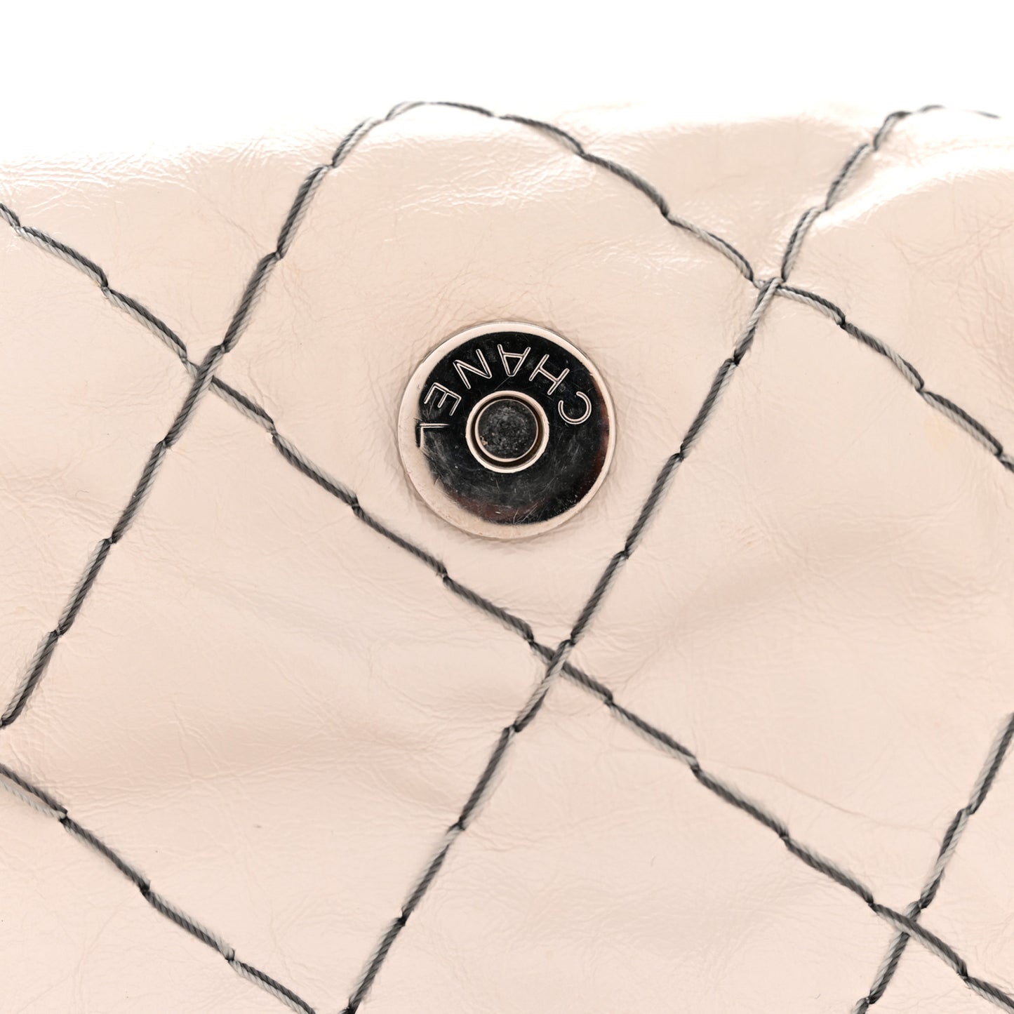 Glazed Goatskin Double Stitch Flap Ivory