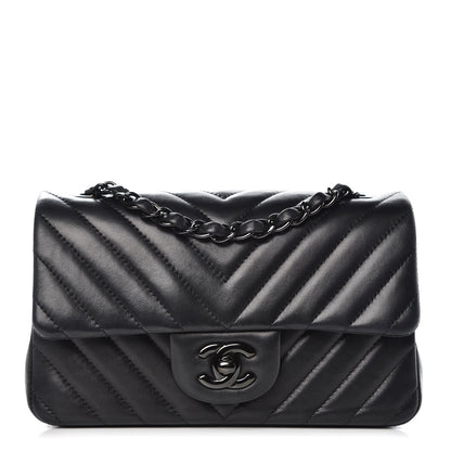 Chanel Lambskin Chevron Quilted Mini Rectangular Flap So Black 1 of 16