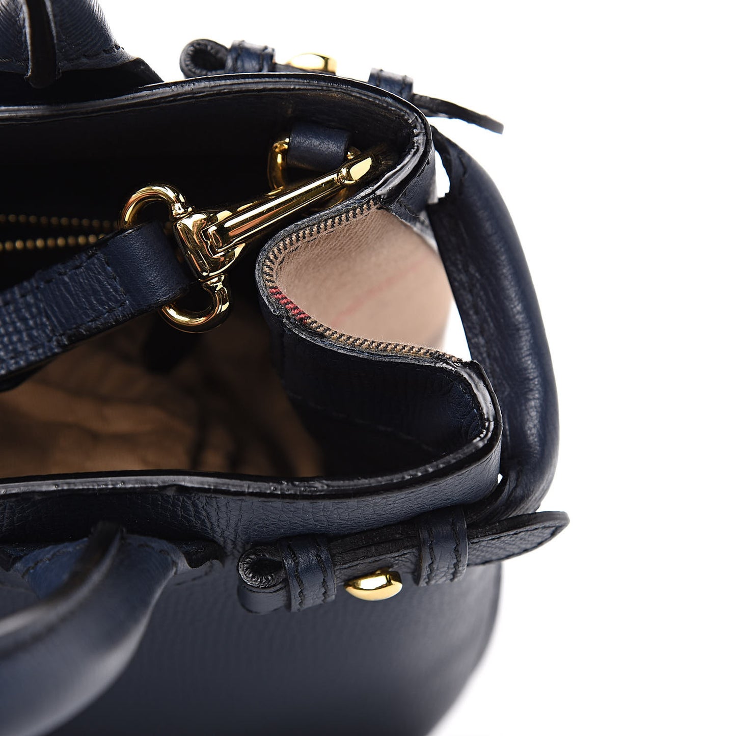 Grainy Calfskin House Check Small Banner Tote Midnight Blue