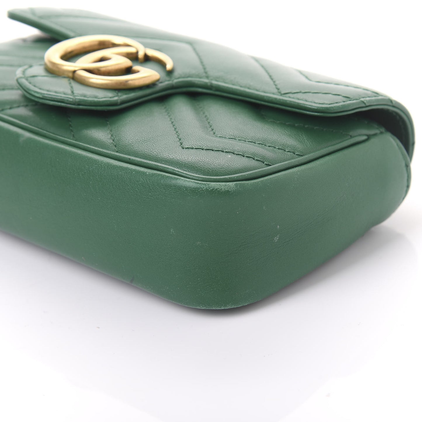 Calfskin Matelasse Super Mini GG Marmont Shoulder Bag Emerald Green