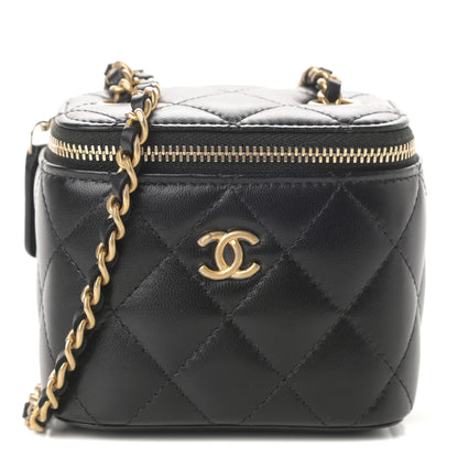 Chanel Lambskin Quilted Mini Pearl Crush Vanity Case With Chain Black 1 of 10