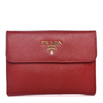 Prada Saffiano Metal Flap Wallet Fuoco 1 of 8