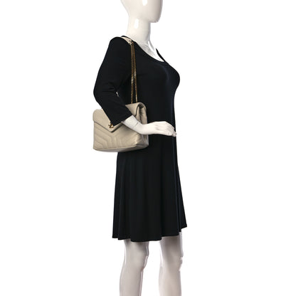 Saint Laurent Calfskin Y Quilted Monogram Small Loulou Chain Satchel Ivory 2 of 9