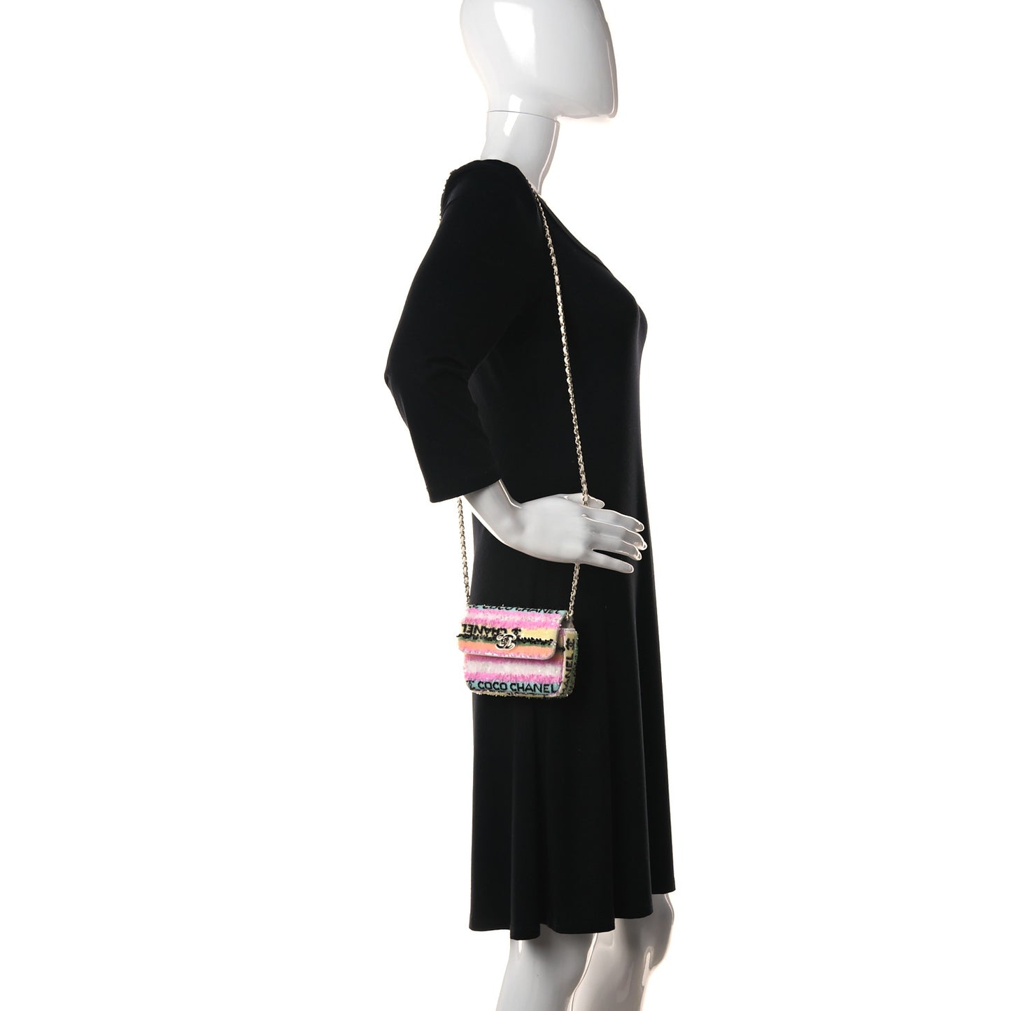 Sequin COCO Clutch With Chain Multicolor
