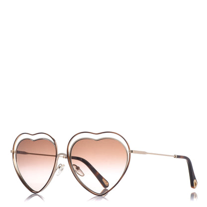 Chloe Metal Poppy Love Heart Sunglasses CE131S Gold Brown 1 of 7