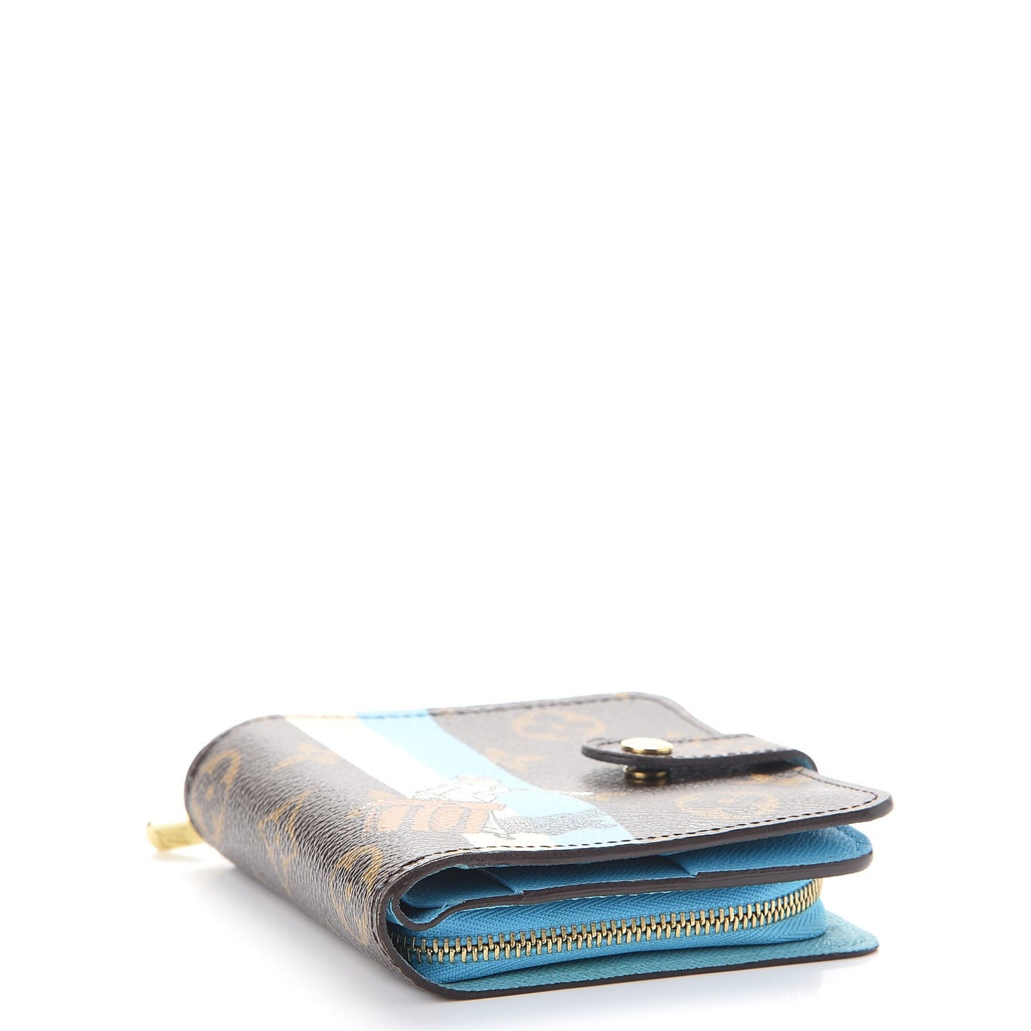 Monogram Groom Compact Zip Wallet Blue