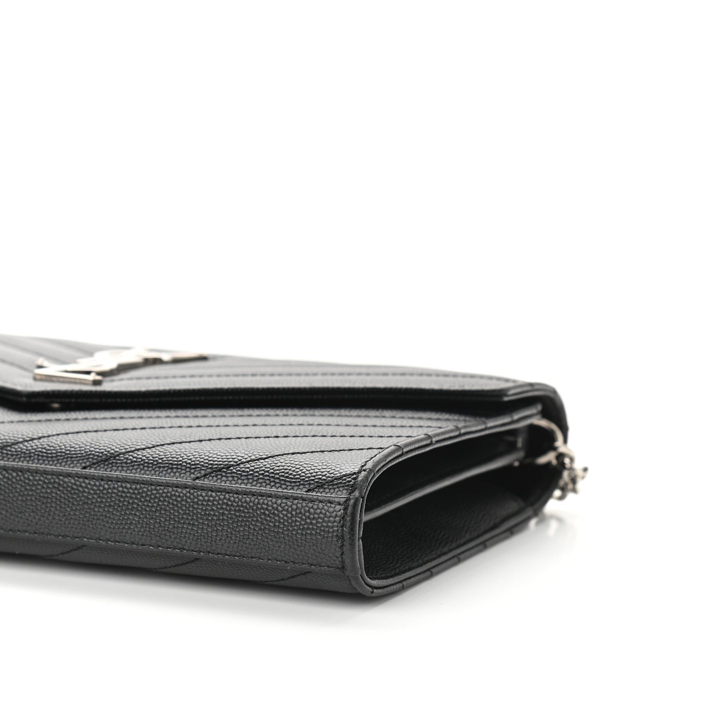 Grain De Poudre Matelasse Chevron Monogram Chain Wallet Black
