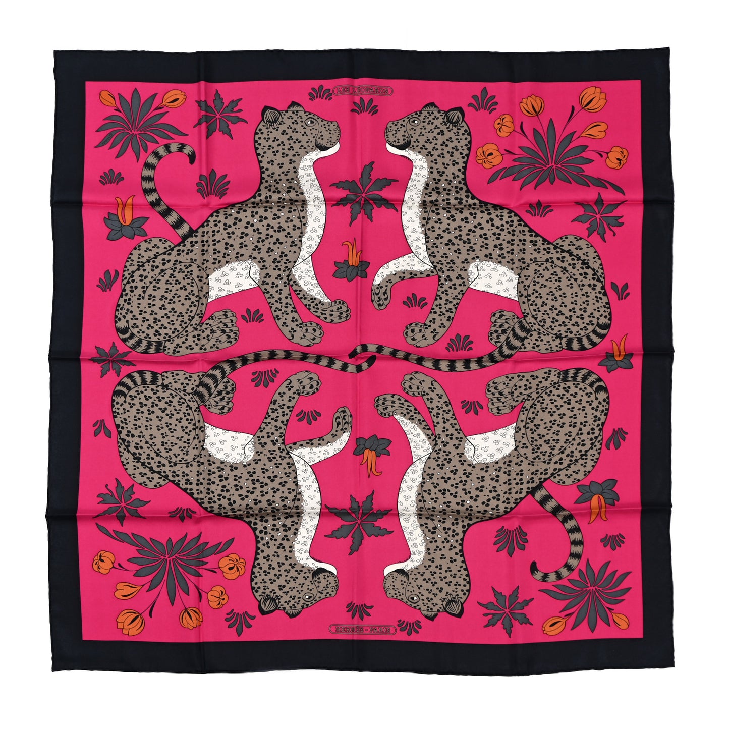 Silk Les Leopards Scarf 90