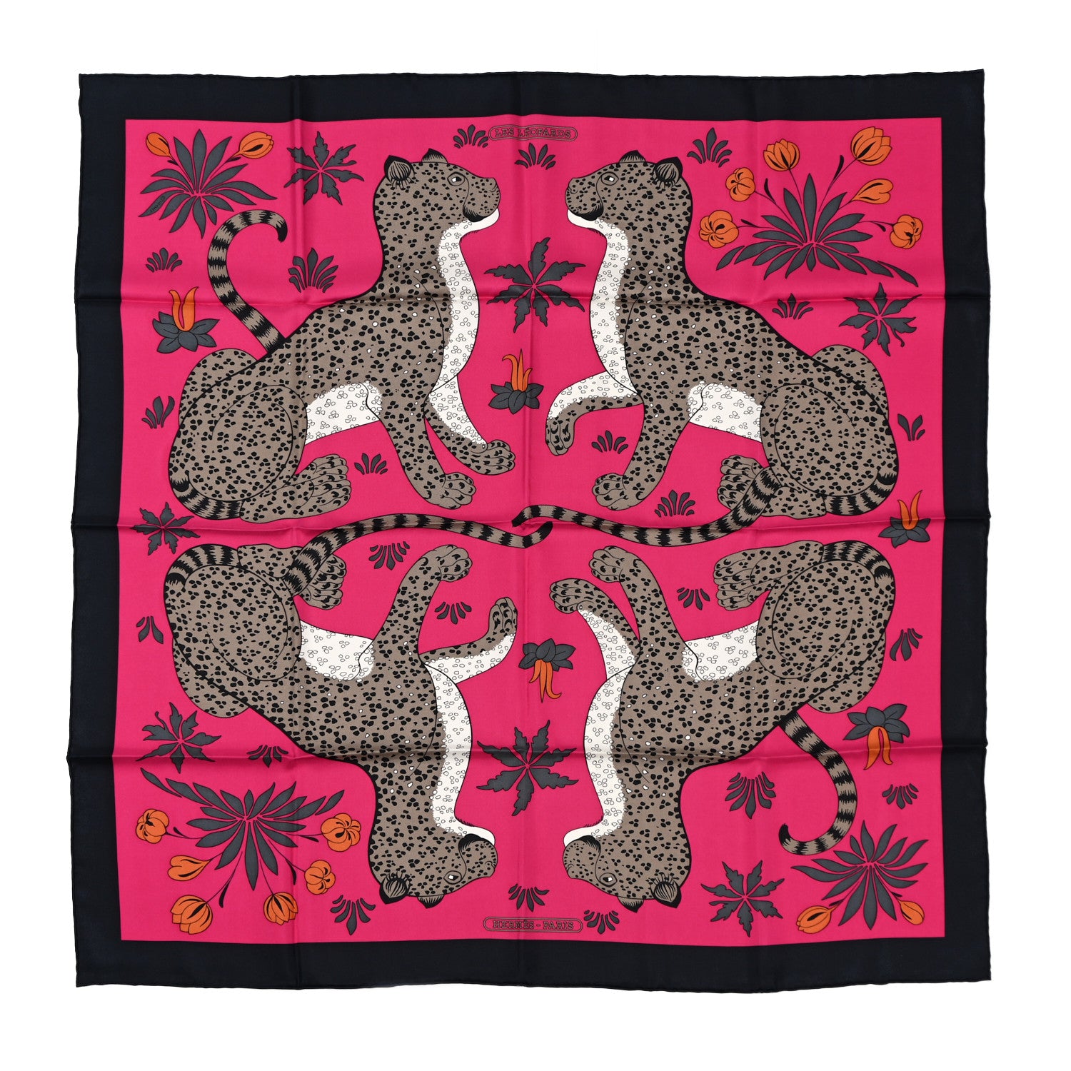 Hermes Silk Les Leopards Scarf 90 1 of 8