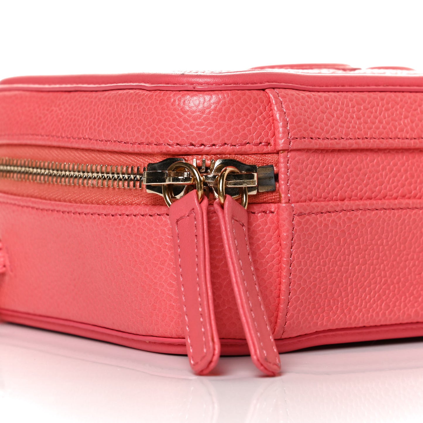 Caviar Quilted Small CC Filigree Vanity Case Coral