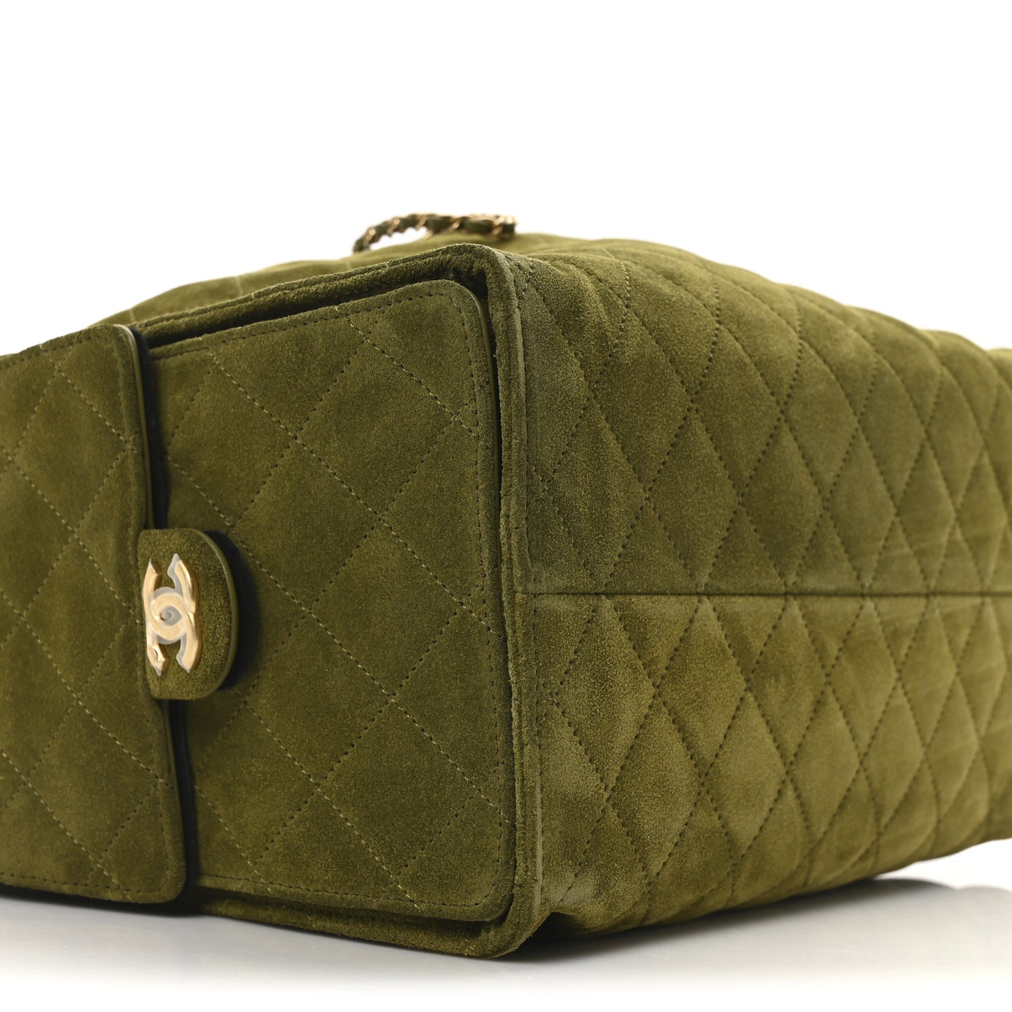 Suede Quilted Medium Chanel 25 Handbag Khaki