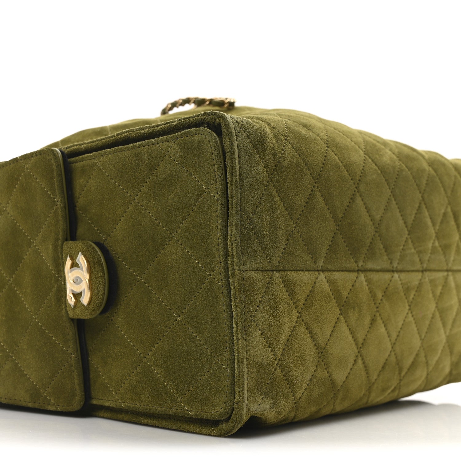 Chanel Suede Quilted Medium Chanel 25 Handbag Khaki 10 of 11