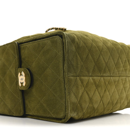 Chanel Suede Quilted Medium Chanel 25 Handbag Khaki 10 of 11
