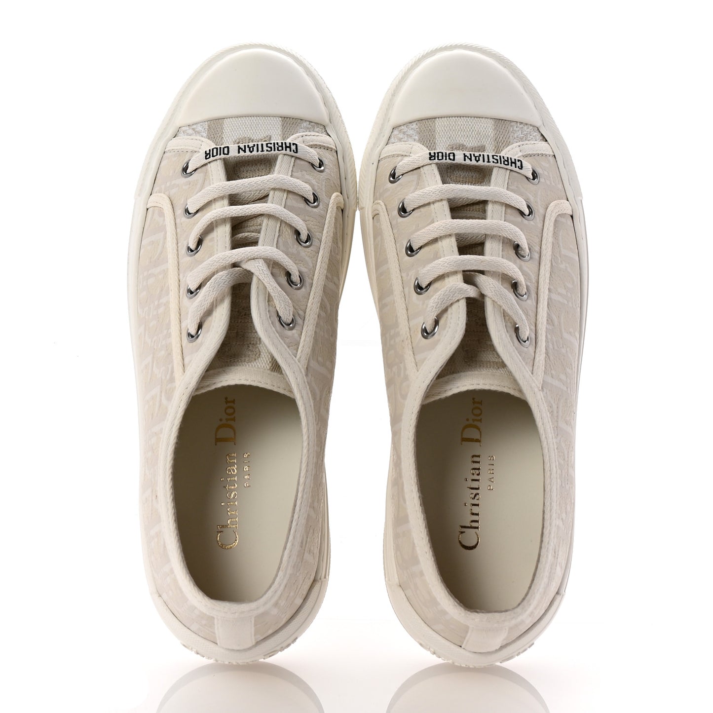 Calfskin Oblique Walk'N 'Dior Low Top Sneakers 38 White Black
